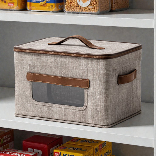 Foldable Fabric Storage Box with Clear Window