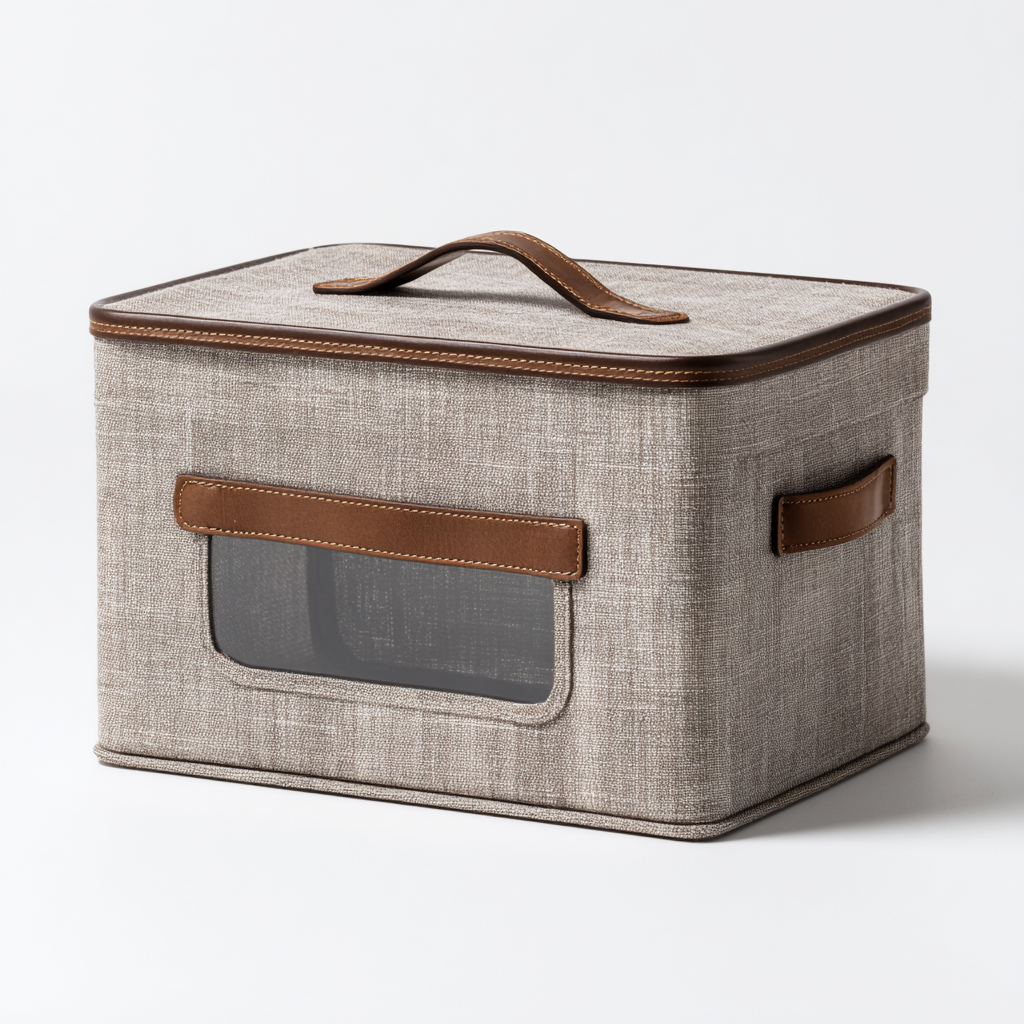 Foldable Fabric Storage Box with Clear Window