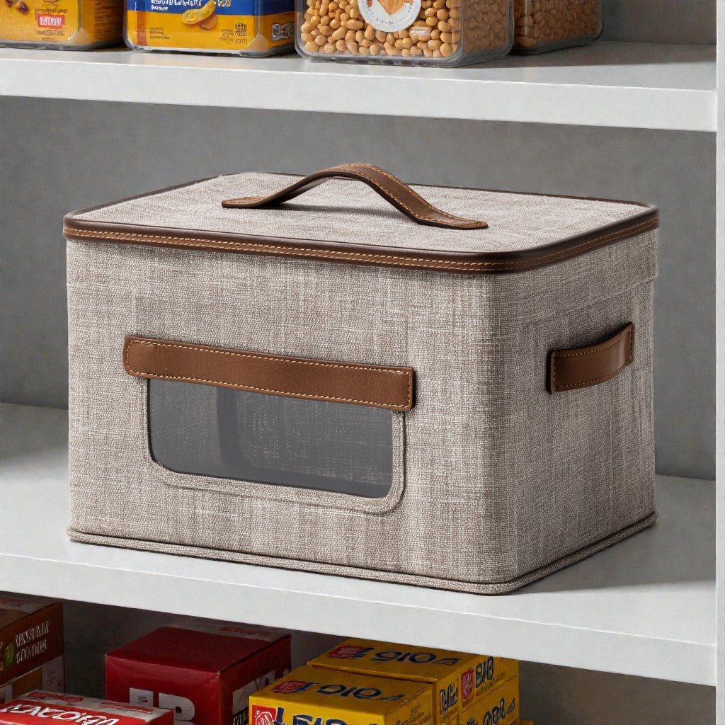 Foldable Fabric Storage Box with Clear Window